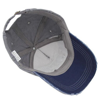 Vintage blauwe katoenen baseball cap met patch &quot;Rock&quot;