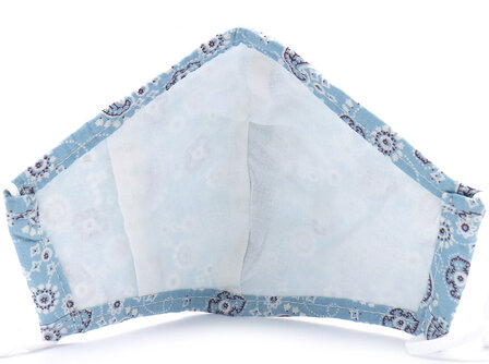 Mondkapje mondmasker wasbaar stof herbruikbaar paisley print blauw 