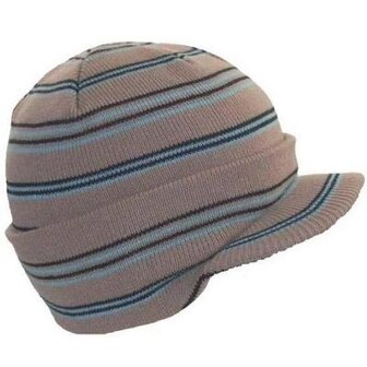 beanie met klep visor beige