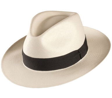 Mooie Scippis handgemaakte Panama hoed met zwarte hoedband