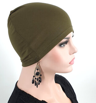 nachtmuts slaapmuts groen olijf katoen