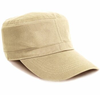 Katoenen army cap cuba pet kleur beige achter verstelbaar