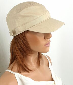 Katoenen army cap cuba pet kleur beige achter verstelbaar