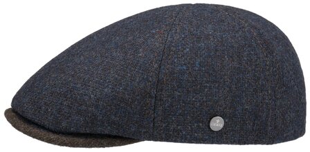 Lierys herenpet duck cap winterpet van 100% scheerwol kleur donkerblauw