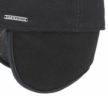 Stetson wollen cashmere voorgevormde baseball cap met oorflappen kleur zwart