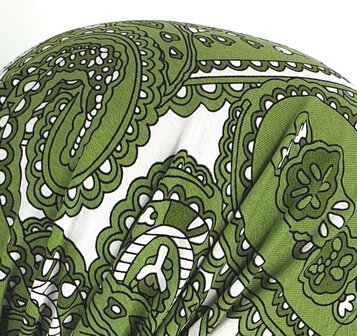 Bandana chemomuts hoofddoek voor haarverlies kleur groen paisley print