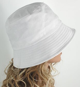 Katoenen bucket hat vissershoedje zomerhoed maat one size kleur wit