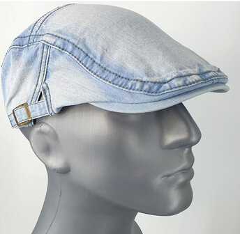 Lichtgewicht luchtige denim cap gebleekt lichtblauw