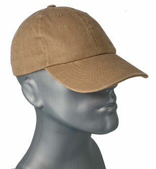 Washed katoenen baseball cap zomerpet kleur beige 