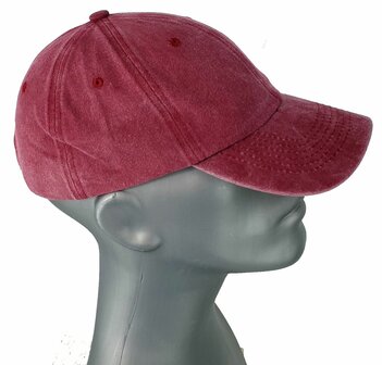 Washed katoenen baseball cap zomerpet kleur wijnrood