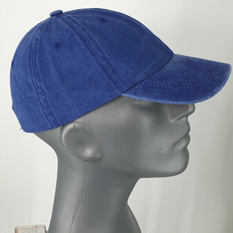 Washed katoenen baseball cap zomerpet kleur kobalt blauw