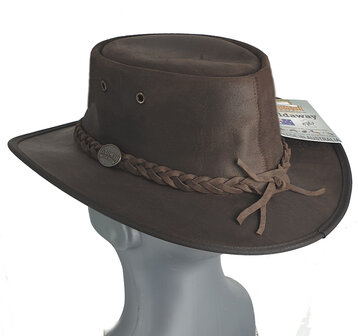 Barmah Hat Foldaway Oiled leren Australische hoed kleur bruin