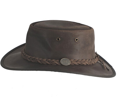 Barmah Hat Foldaway Oiled leren Australische hoed kleur bruin