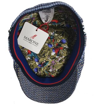 Marone linnen flatcap zomerpet in blauw mix