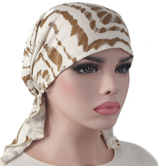 Bandana chemomuts hoofddoek voor haarverlies kleur bruin creme