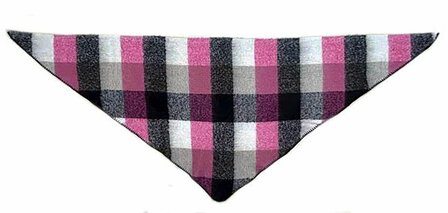 Zachte wintersjaal driehoeksjaal ruit pink wolwit zwart