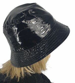 Glanzend lak regenhoedje voor dames kleur zwart