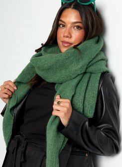 Zachte XXL sjaal wintersjaal dames kleur pauwen groen maat 190 bij 60 centimeter