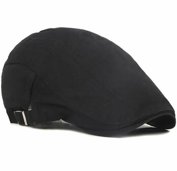 Heren zomerpet  ivy flatcap van katoen in de kleur zwart maat one size