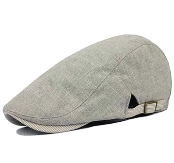 Luchtige katoenen zomer flatcap platte pet kleur lichtgrijs