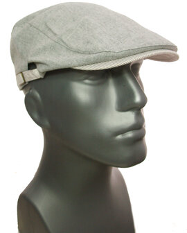 Luchtige katoenen zomer flatcap platte pet kleur lichtgrijs