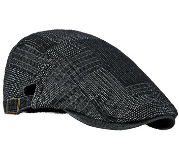 Katoenen zomerpet patchwork flatcap kleur zwart 