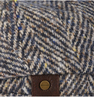 HATTERAS Fishbone  Oversized visgraat wollen Flat cap van STETSON kleur beige blauw maat 64