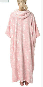 Warme fleece huismantel poncho kleur roze maat XXXL