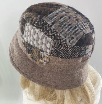 Wollen dameshoed winterhoed beige bruin mix