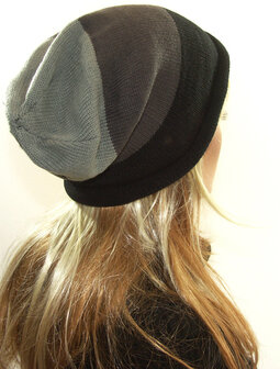 Unisex Trendy longbeanie grijs met zwart