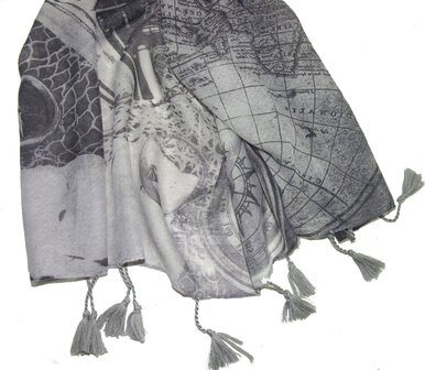 Vintage Shabby XXL sjaal met print Parijs