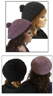 Prachtige winter oversized dames baret met bommel