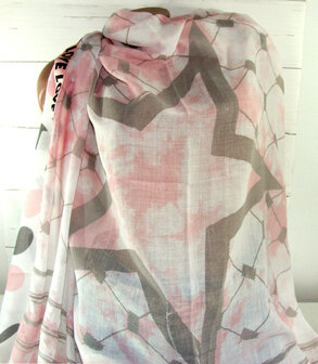 Nieuw! Shabby viscose zomersjaal roze &quot;Love&quot;