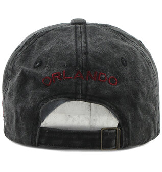 Washed Vintage Distressed Baseball cap met patches &quot;Orlando&quot; antraciet 