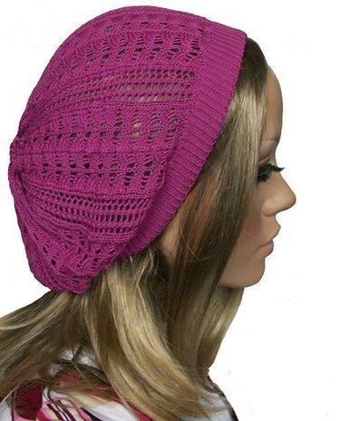 baret muts hangmuts roze paars fuchsia