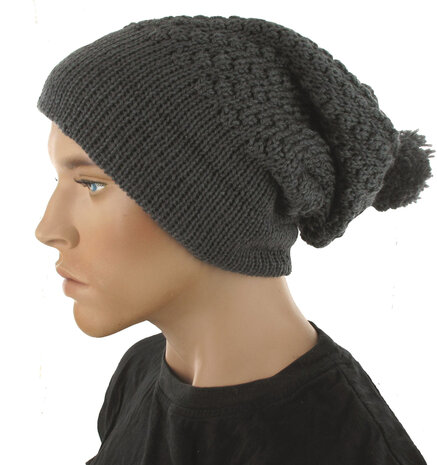 oversized muts grijze beanie