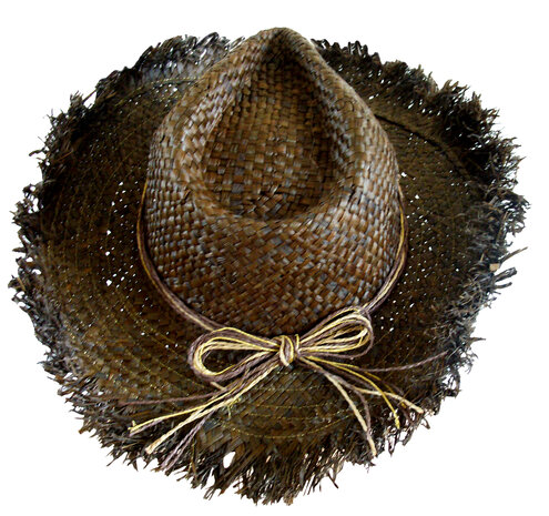 Vintage strohoed cowboy hoed zomerhoed kleur bruin 