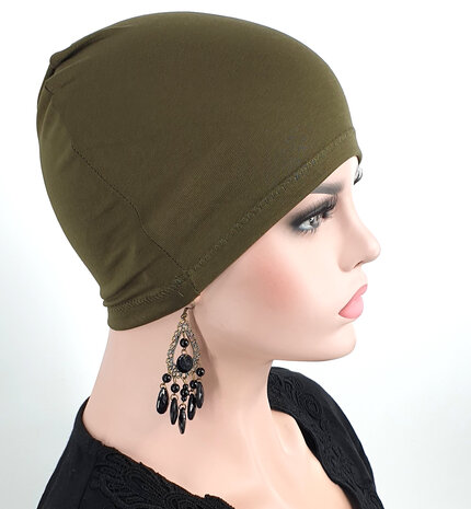 nachtmuts slaapmuts groen olijf katoen