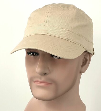 Katoenen army cap cuba pet kleur beige achter verstelbaar