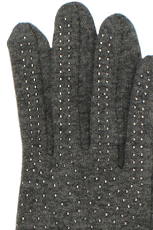 Fleece gevoerde handschoenen met strass studs kleur grijs maat M L