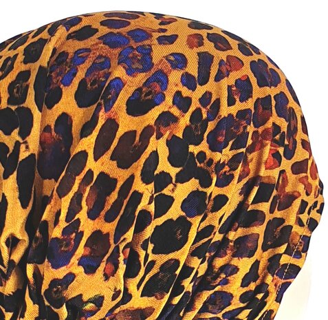 Bandana chemomuts hoofddoek voor haarverlies luipaard oranje