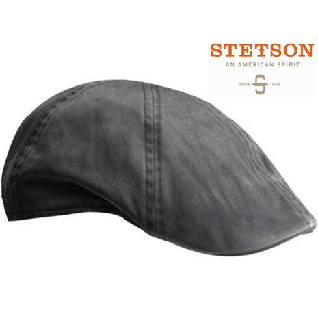 Stetson Levelcope katoenen flatcap gatsby model kleur grijs