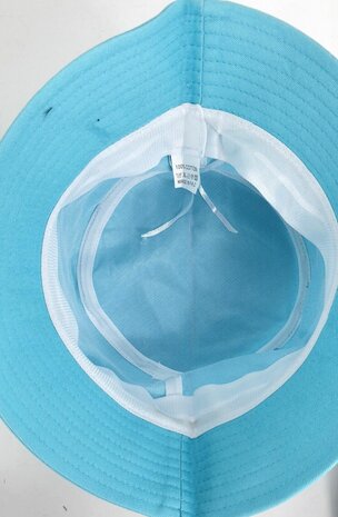 Katoenen bucket hat vissershoedje zomerhoed maat one size kleur aqua blauw