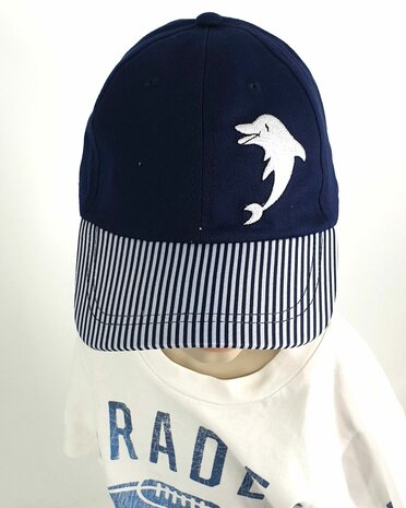 Kids katoenen kinderpet baseball cap dolfijn kleur blauw