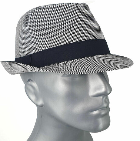 Herenhoedje katoenen zomerhoedje trilby kleur zwart