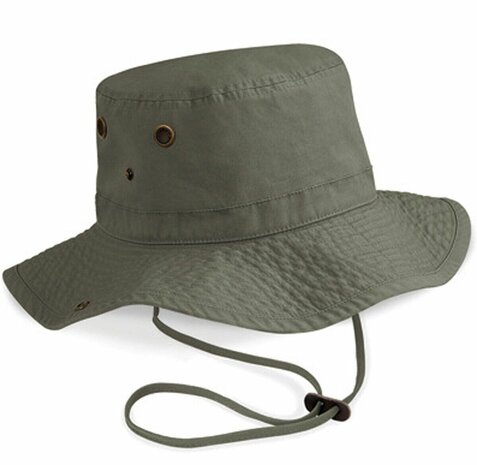 Vissershoed katoenen Boonie Safari hoed zomerhoed Aussi hat kleur groen met brede rand