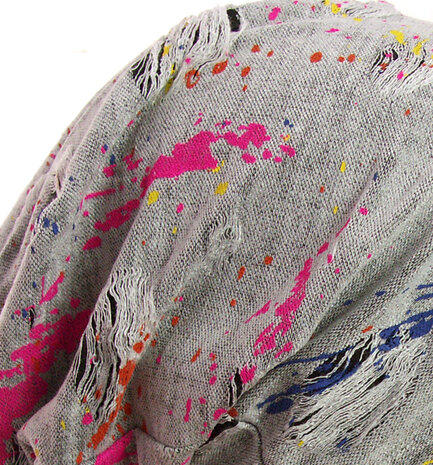 Muts haarverlies supersoft chemomuts vintage grijs verfspetters