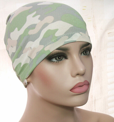 Comfortabele basismuts nachtmuts pastell camouflage