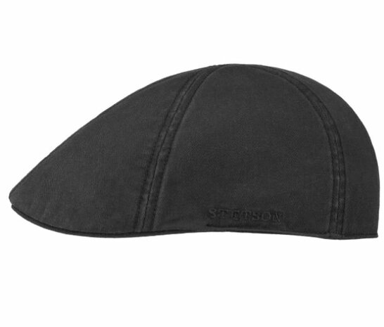 Stetson Texas Cotton flatcap zomerpet in gatsby model kleur zwart