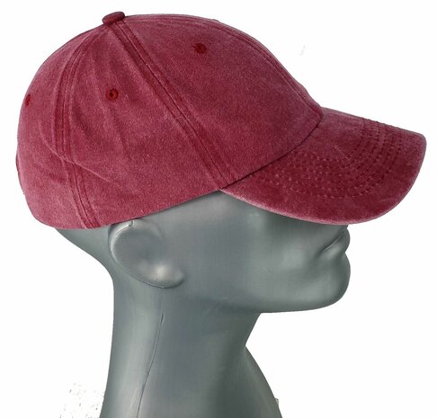Washed katoenen baseball cap zomerpet kleur wijnrood